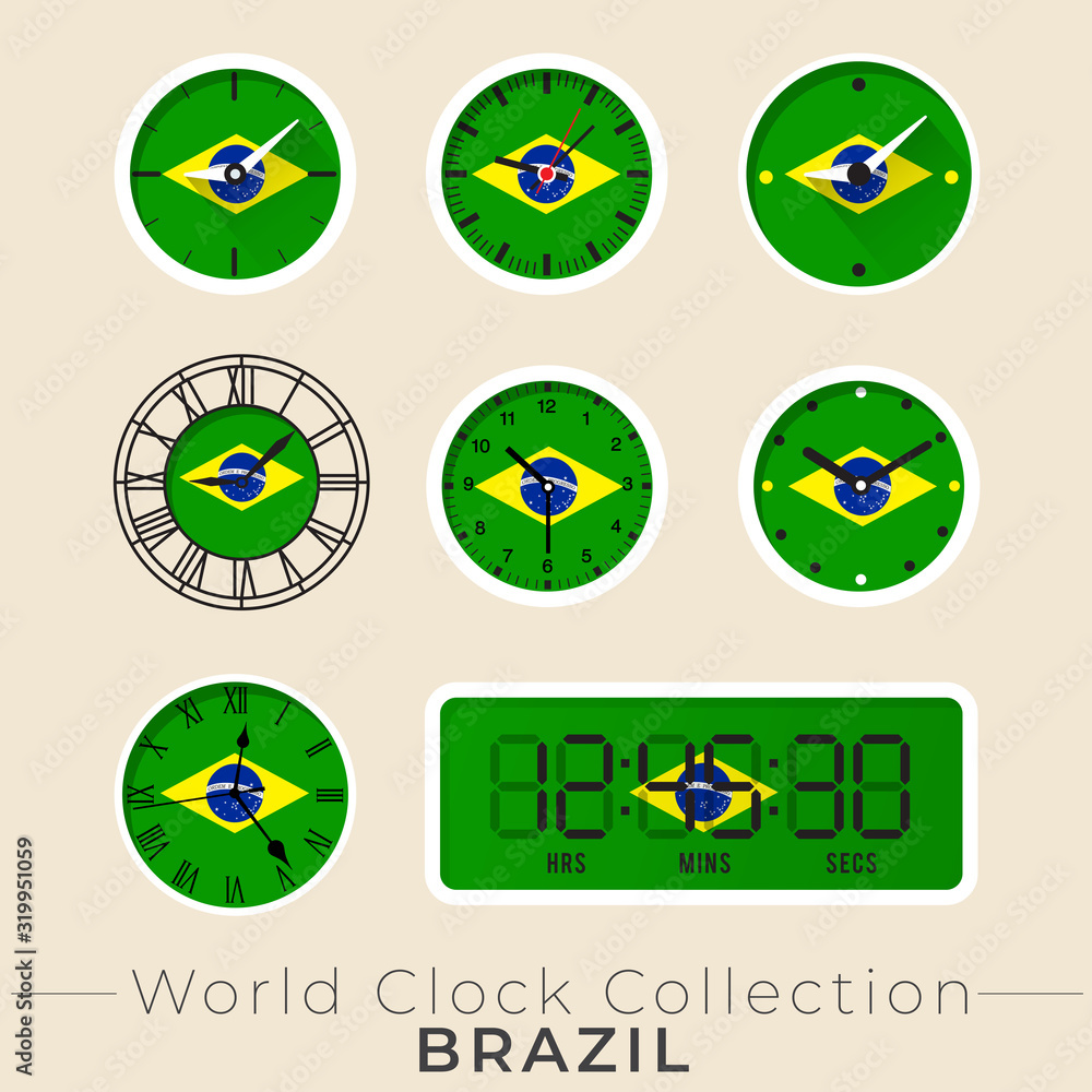 Set of national flag clock : Vector Illustration Set of national flag clock : Vector Illustration