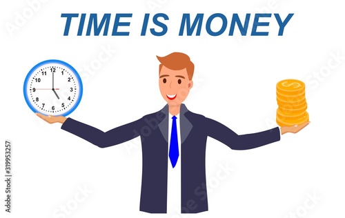 Concept time management, Money saving. Times is money. Business administartion,  financial investments  Time management planning photo