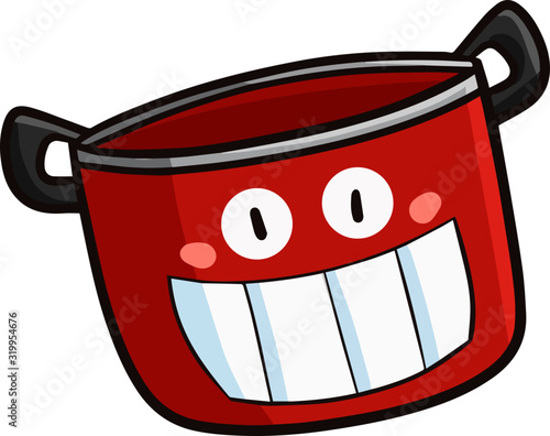 Cute and funny red pan character with big smile