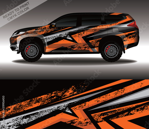 Car wrap decal design vector, custom livery race rally car vehicle sticker and tinting.