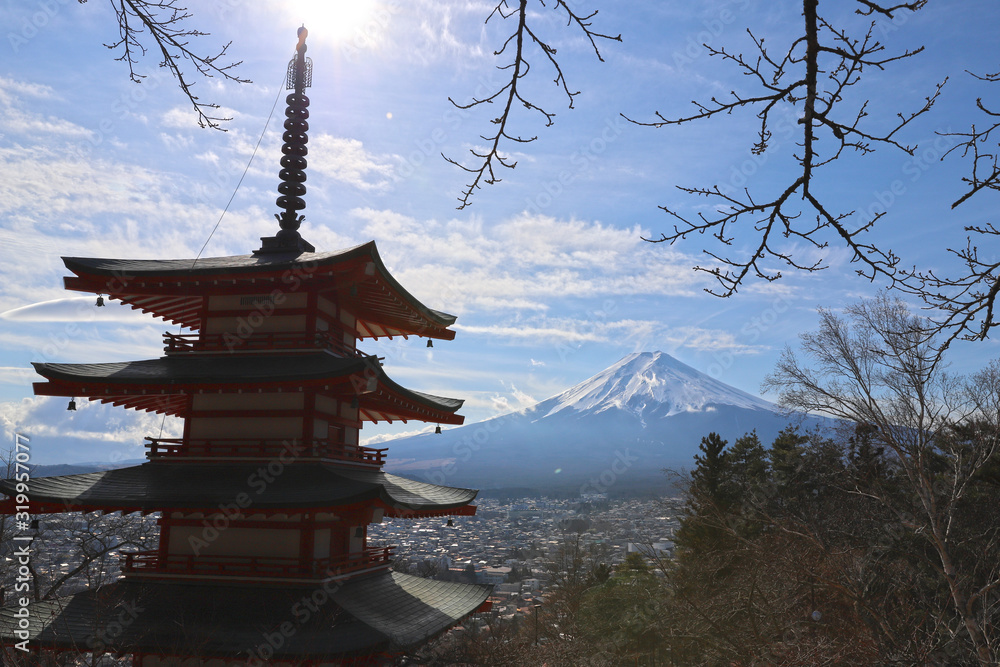 【世界遺産】新倉山浅間公園から見る富士山