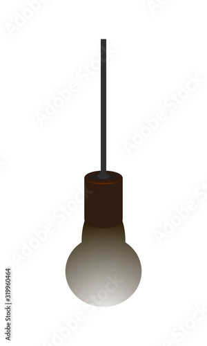 Light bulb on a lace. Vector illustration isolated on a white background.