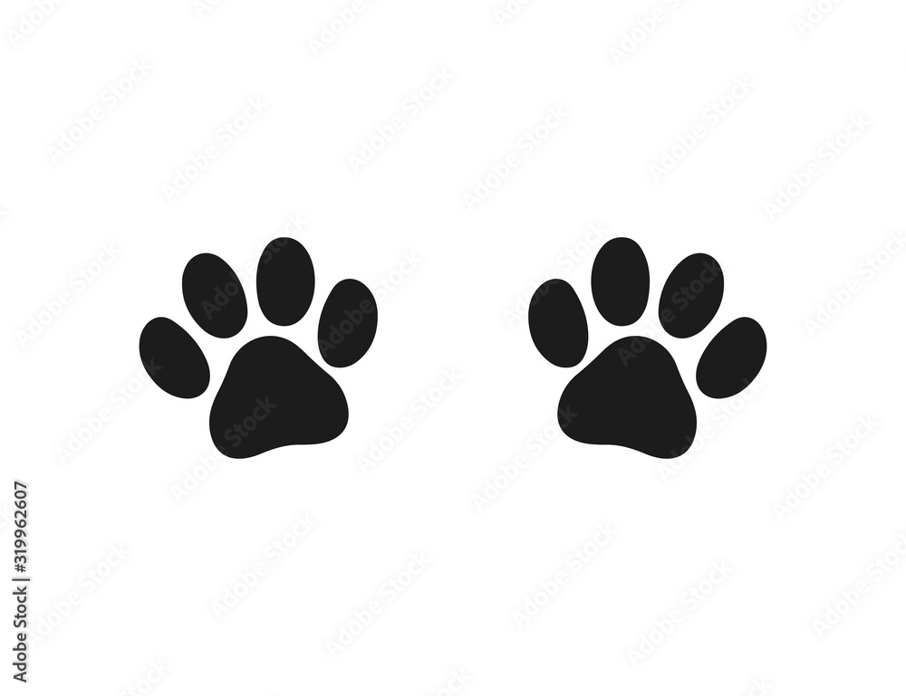 Paw Print web icon isolated on white background, top view Paw Print web icon isolated on white background, top view