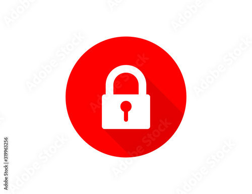 Lock vector web icon isolated on white background, top view