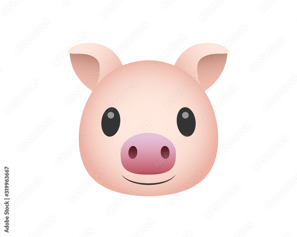 Little pink pig vector web icon isolated on white background, EPS 10, top view Little pink pig vector web icon isolated on white background, EPS 10, top view