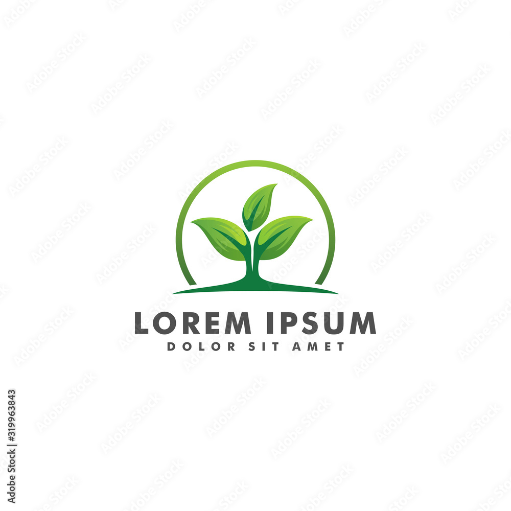 Nature leaf logo design, Tree icon logotype vector illustration