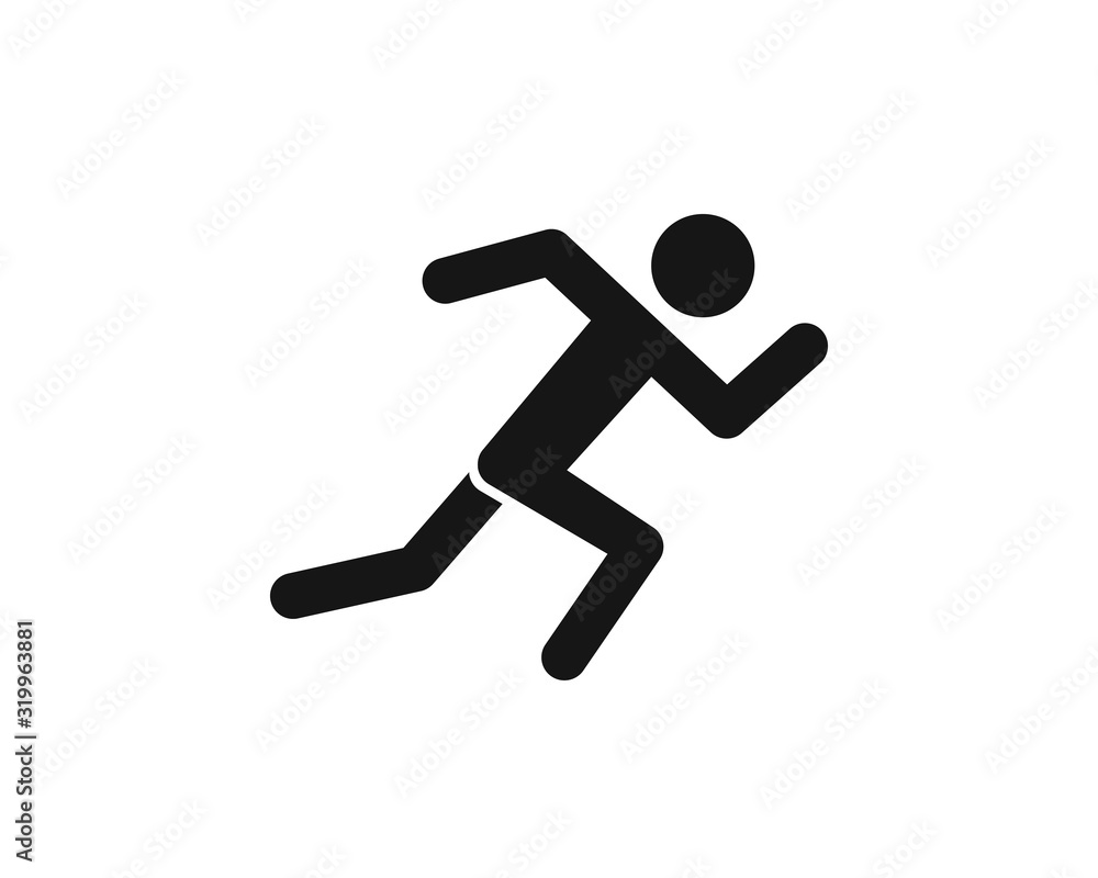 Running icon, running man vector web icon isolated on white background, EPS 10, top view	