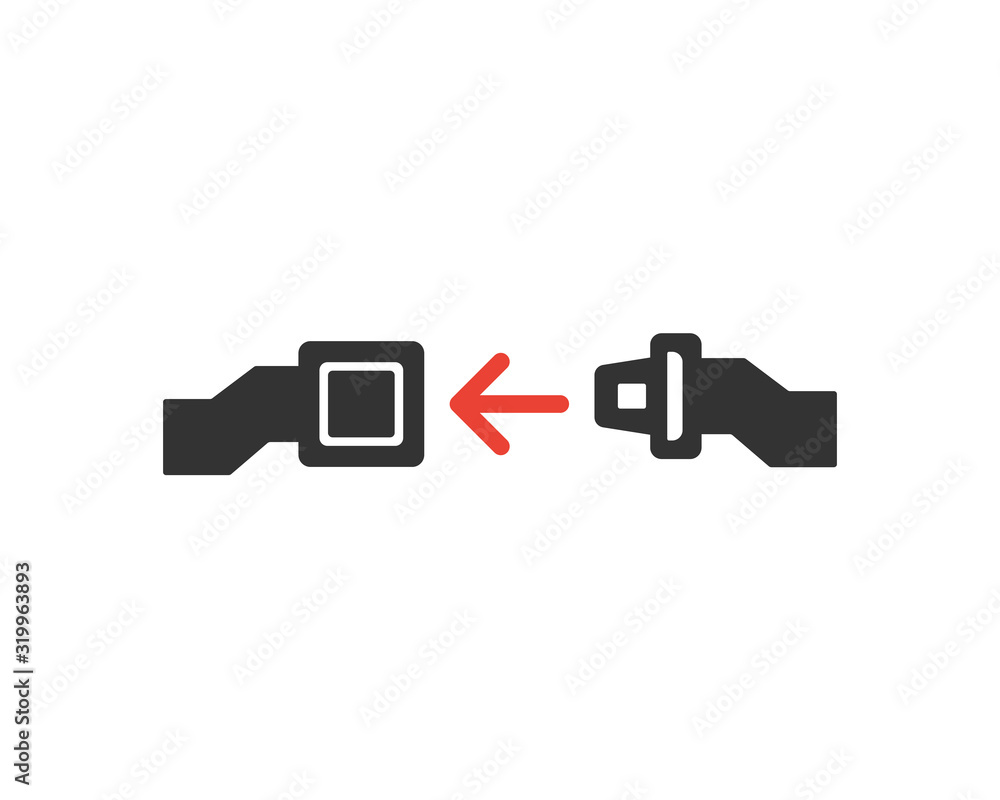 Fasten seat belt icon. Seat belt in airplane - vector web icon isolated on  white background, EPS 10, top view Stock Vector