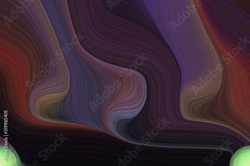 fluid artistic waves with abstract waves design with very dark violet  very dark pink and light green color