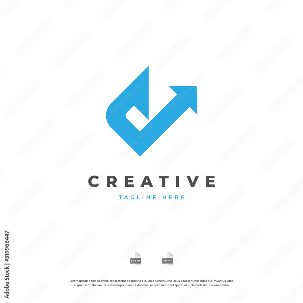 Letter C with arrow up blue color logo design. Vector EPS10 Letter C with arrow up blue color logo design. Vector EPS10