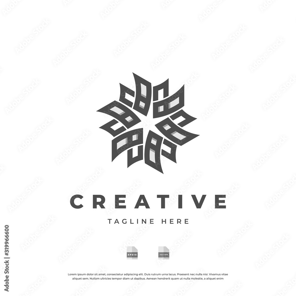 Abstract flower monogram logo design. Vector EPS10