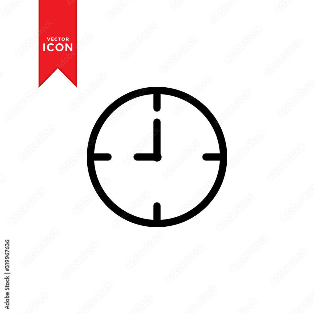 Clock icon vector. Simple design on white background. Clock icon vector. Simple design on white background.