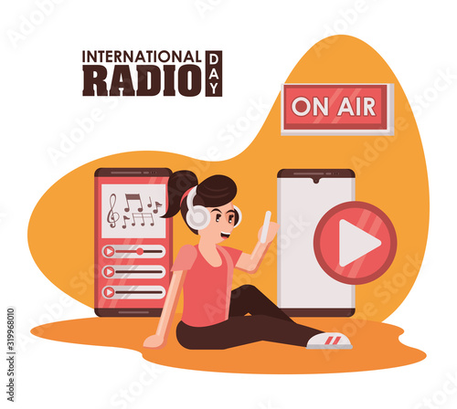 international radio day poster with female announcer