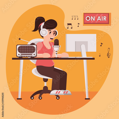 international radio day poster with female announcer