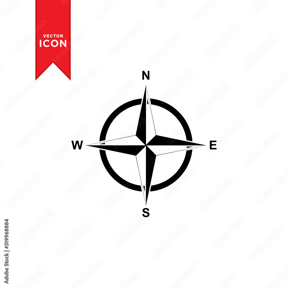 Compass icon vector. Simple design on white background. Compass icon vector. Simple design on white background.