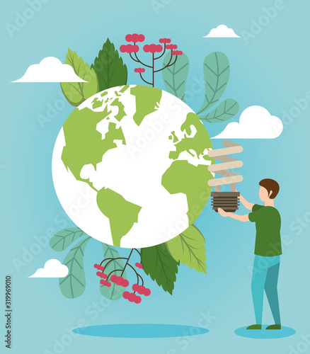 save the nature campaign with man and world planet