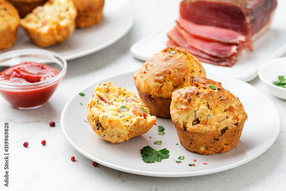 Savory muffins with bacon, green onion and cheese.