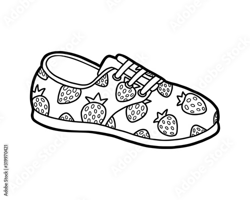 Coloring book, cartoon shoe collection. Plimsoll