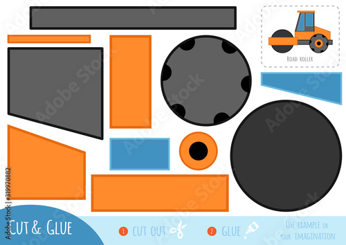 Education paper game for children, Road roller