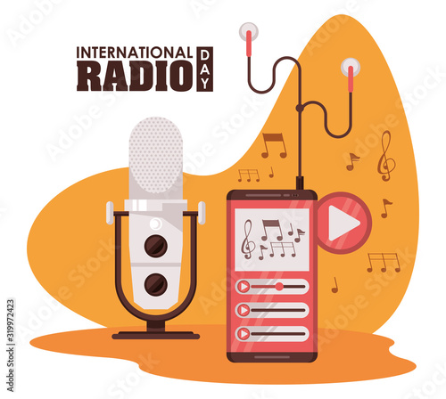 international radio day poster with smartphone