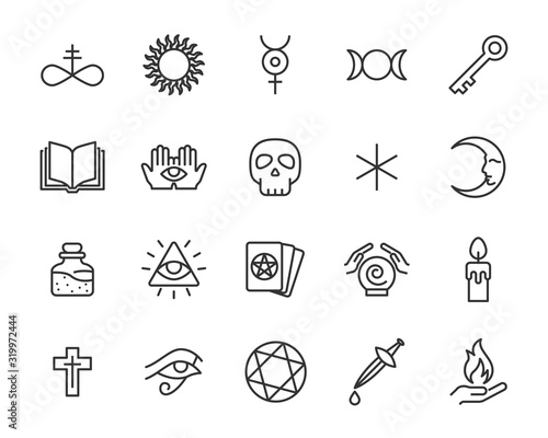 set of occult icons, magic, astrology