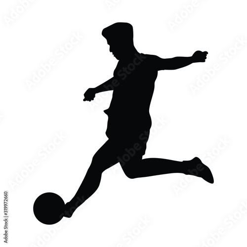 Silhouette Football player with ball. Vector silhouette soccer player.