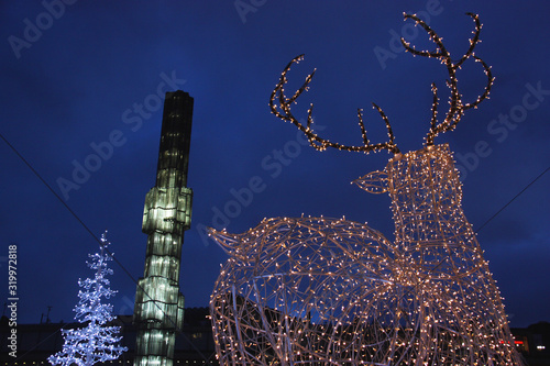 Julbelysning, julrenar/julgranar vid Sergels torg photo