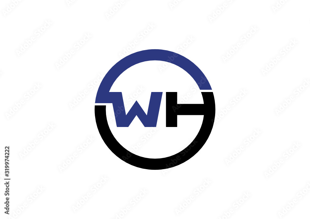 Letter WH circle simple logo design vector Letter WH circle simple logo design vector