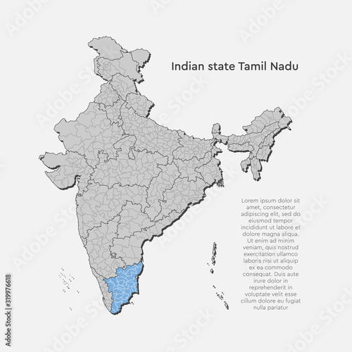 India country map Tamil Nadu state template