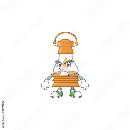 cartoon character of oil lamp with angry face