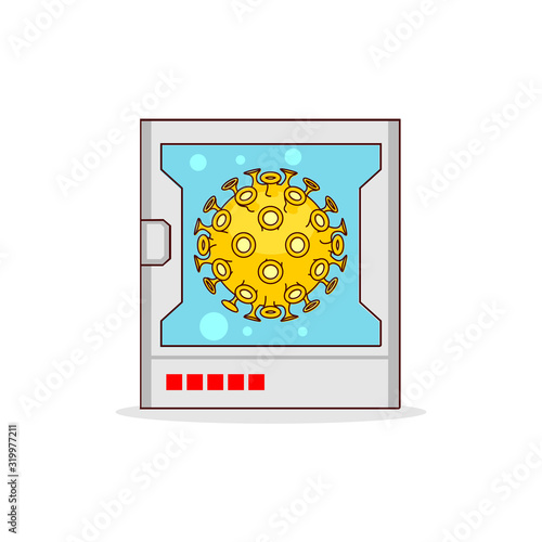 virus quarantine - viruses isolated in the protected chamber out line flat style illustration
