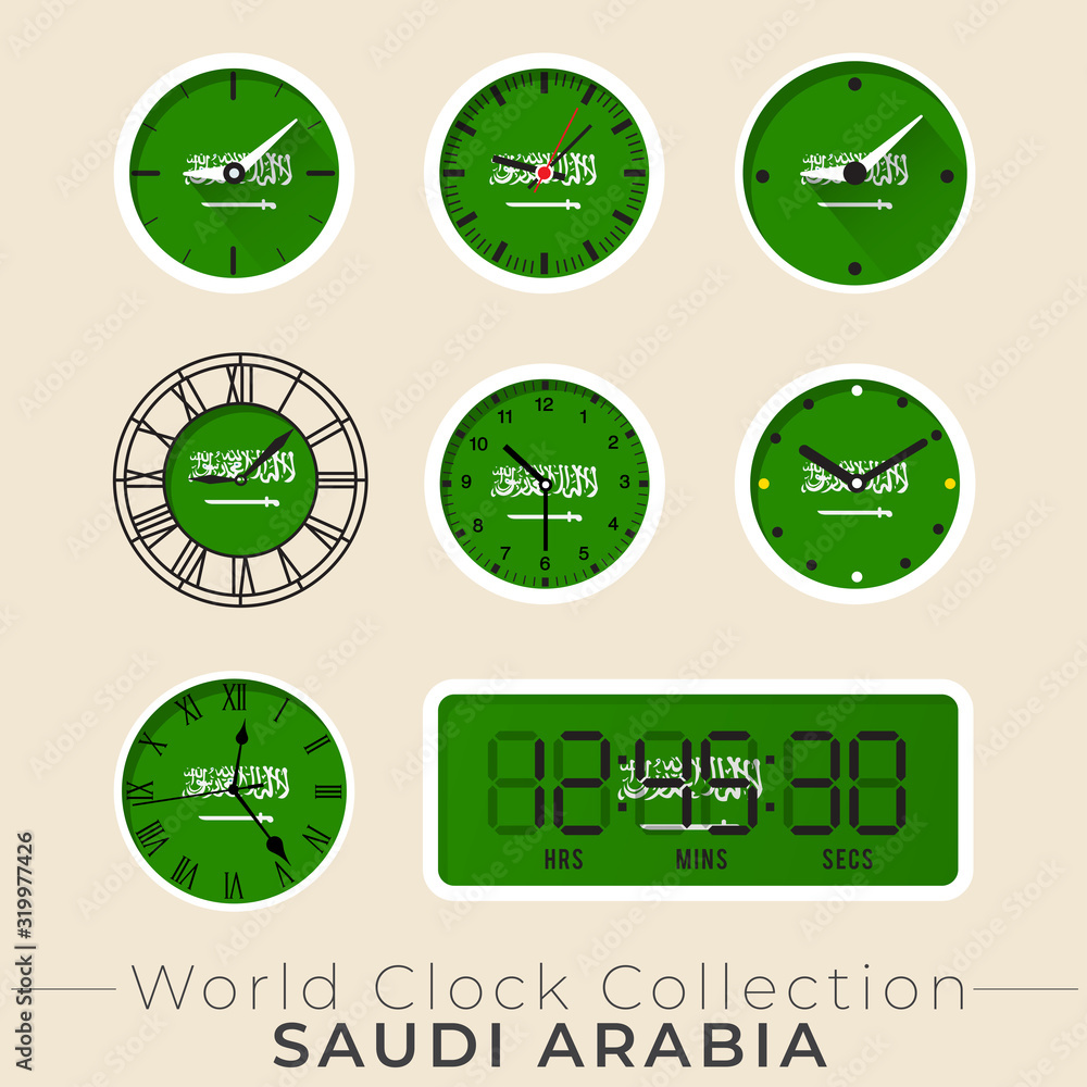 Set of national flag clock : Vector Illustration Set of national flag clock : Vector Illustration
