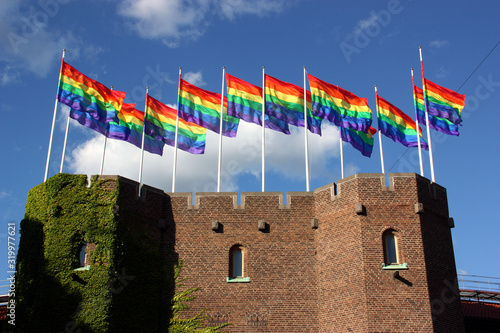 Canvas Print Regnbågsflaggan/Prideflaggan på Stockholms stadion