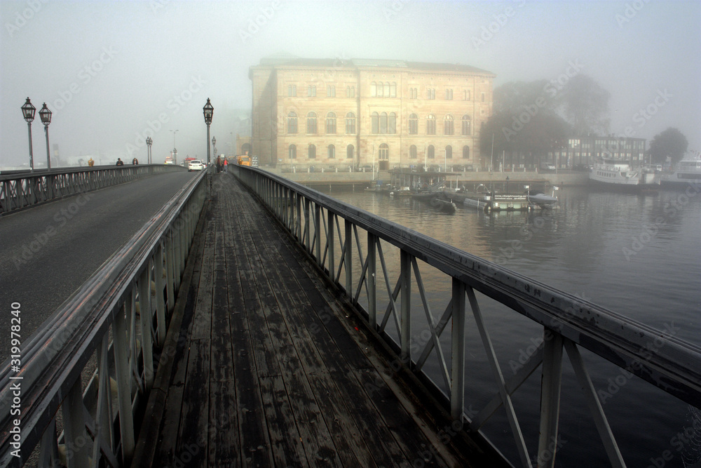 Fototapeta premium Dimma över Blasieholmen i Stockholm