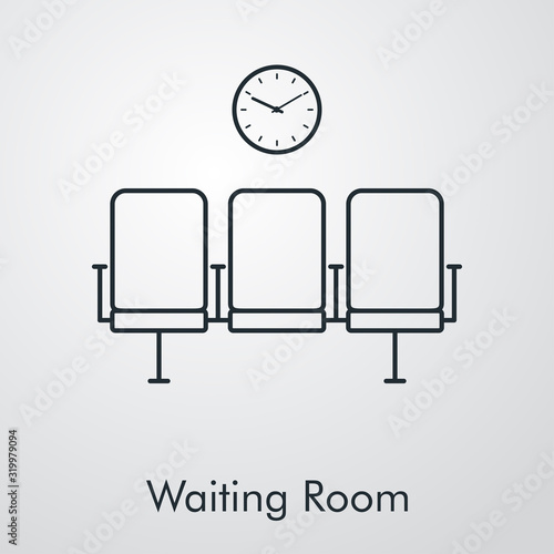 Icono lineal sala de espera en fondo gris