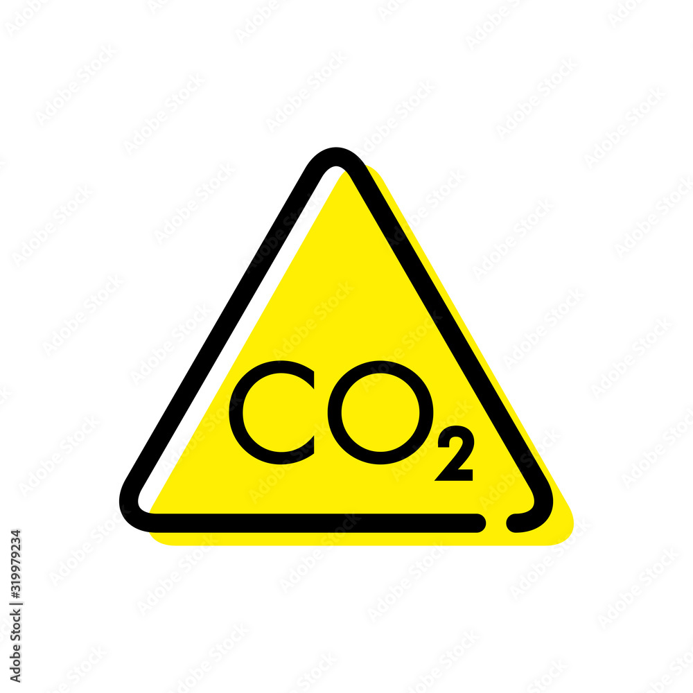 Señal de tráfico con CO2 con color amarillo