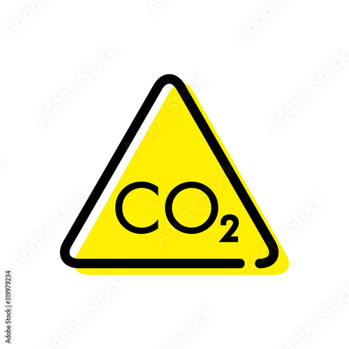 Señal de tráfico con CO2 con color amarillo