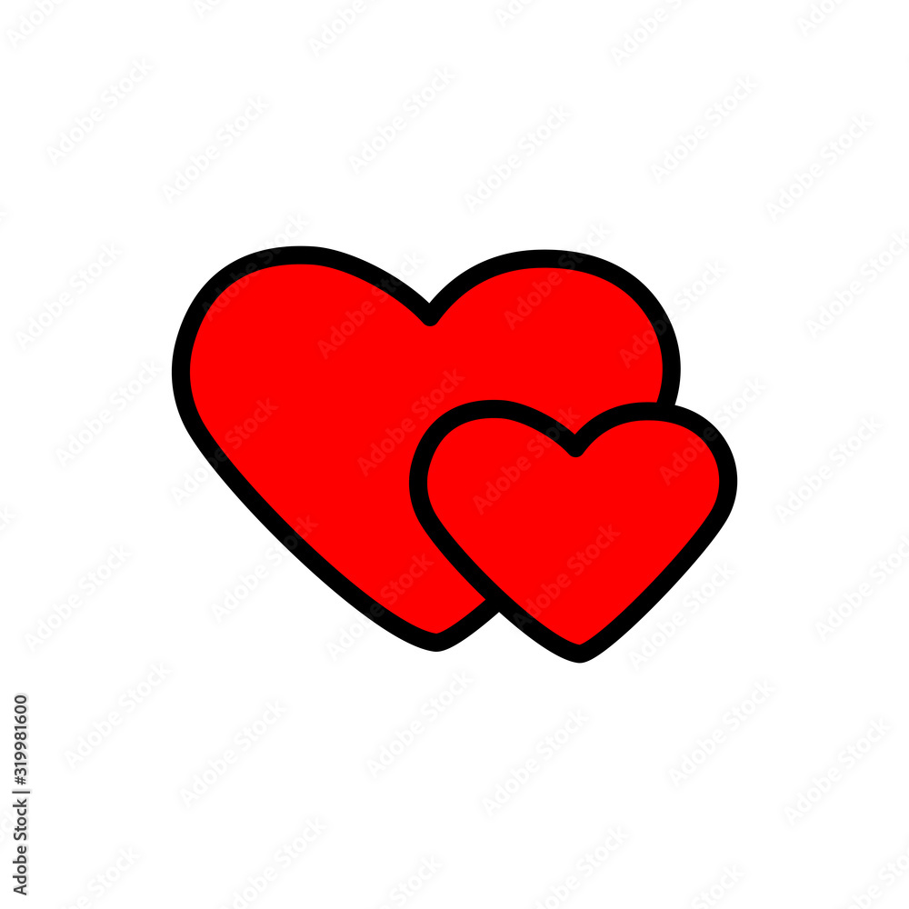 two hearts on white background