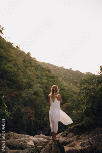 Woman in white dress in nature © agacat