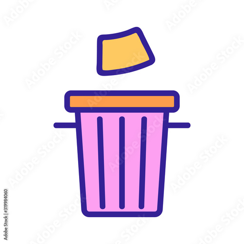 garbage urn icon vector. A thin line sign. Isolated contour symbol illustration