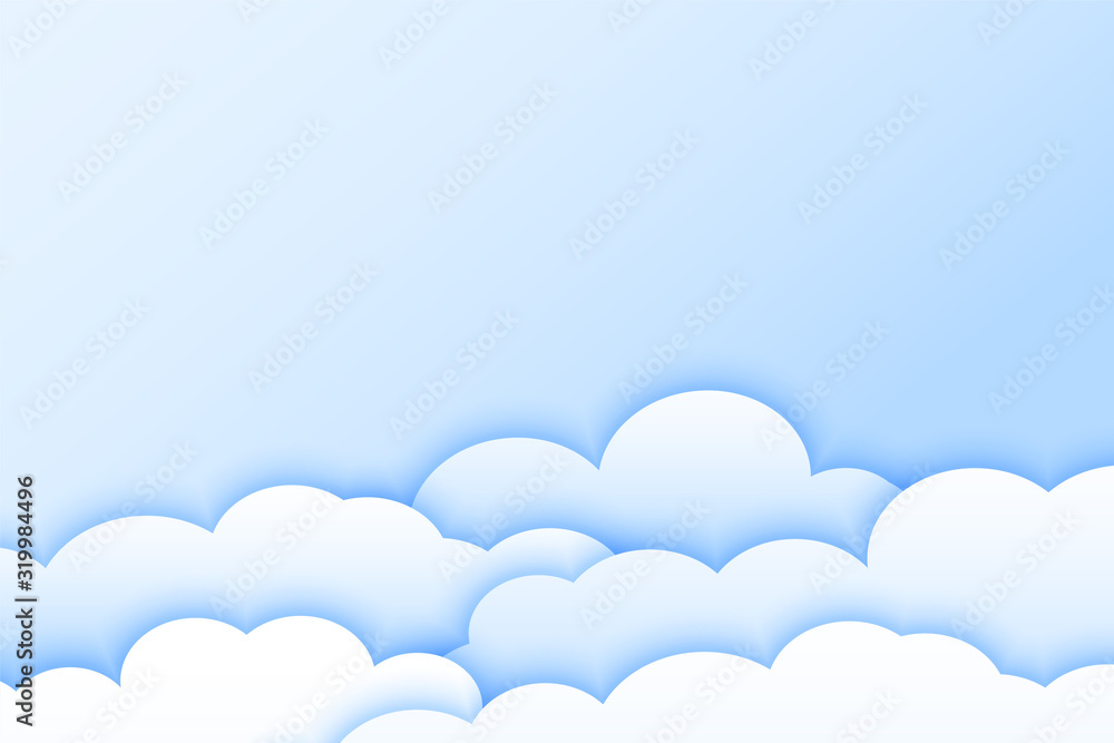 light color clouds background in papercut style