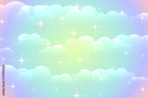 vibrant clouds background with shiny stars