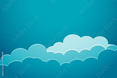 paper cut style blue clouds background design
