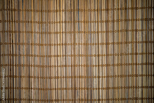 Beautiful texture background of the traditional Asian bamboo curtain close up.