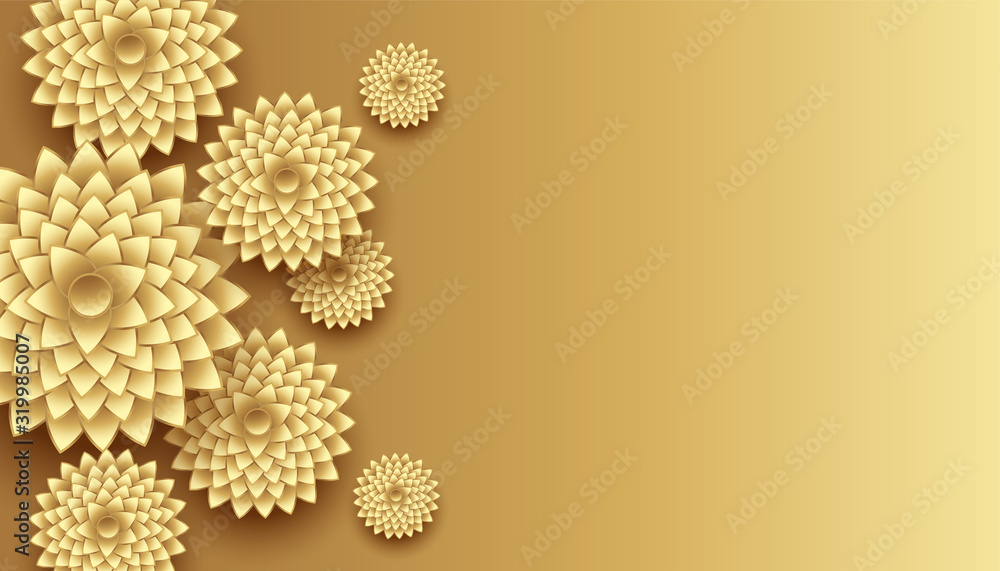 Fototapeta premium 3d golden flowers decoration with text space