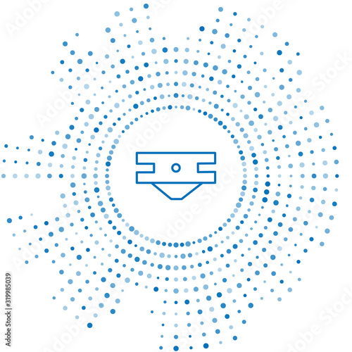 Blue line Baby absorbent diaper icon isolated on white background. Abstract circle random dots. Vector Illustration