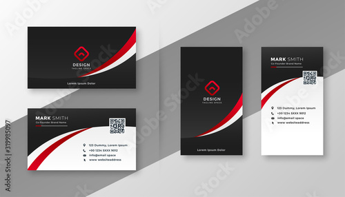 modern red business card design template set