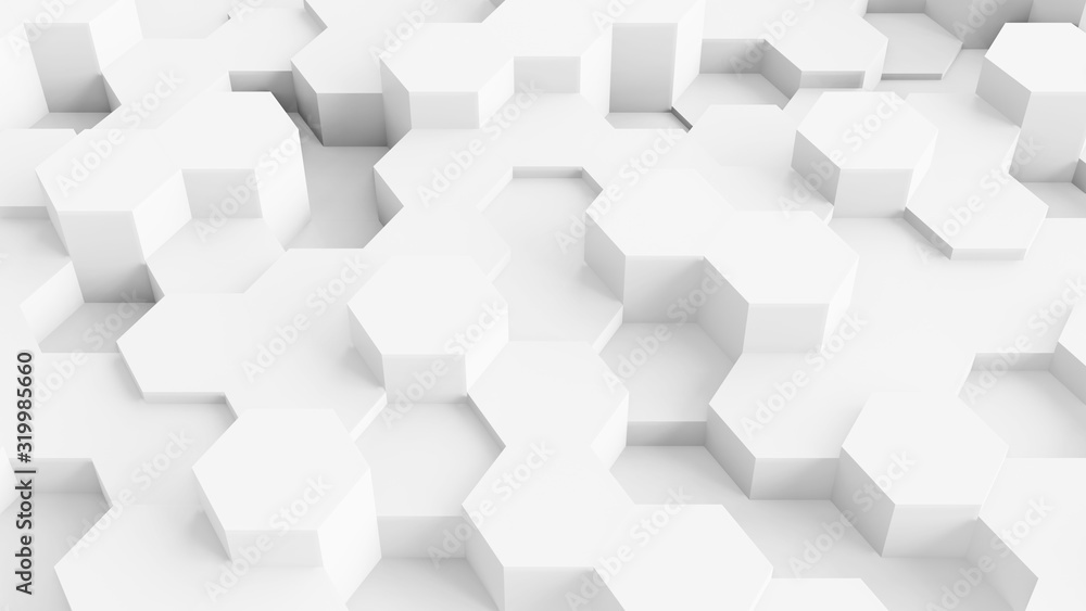 White hexagon with space - obrazy, fototapety, plakaty 