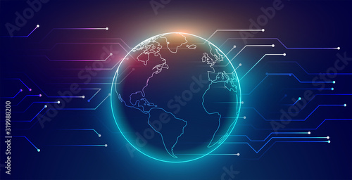 digital global connection network technology background design