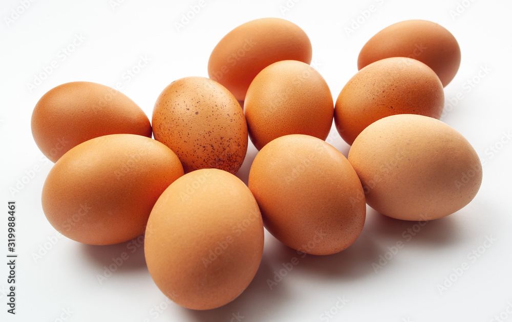 farm eggs on a white background close up farm eggs on a white background close up